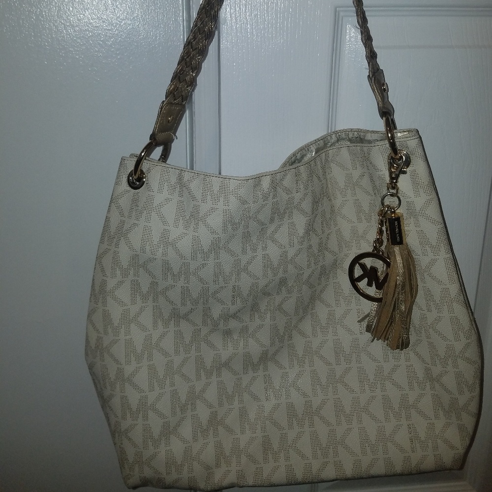 Authentic Michael Kors White and Gold Bag